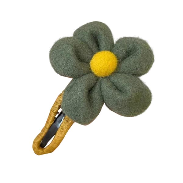 Hårklype med stor blomst for høst og vinter, elegant hodeplagg for sommerdamer og kvinner Green