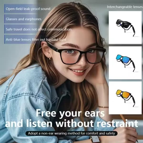 Firkantede smarte briller, vandtæt brille, fjernoptagelse, smarte solbriller, Bluetooth