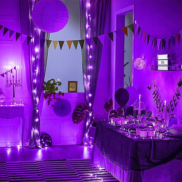 6-pack LED-ljusslingor Vattentät silvertråd 2M 20 lysdioder Batteridriven för bröllopsfest Purple