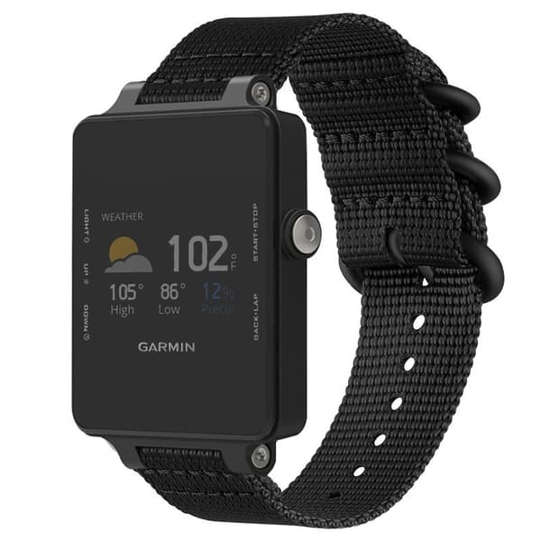 Nylon urrem til Garmin Vivoactive, sort, kanvas, dobbelt D-spænde, justerbar Black