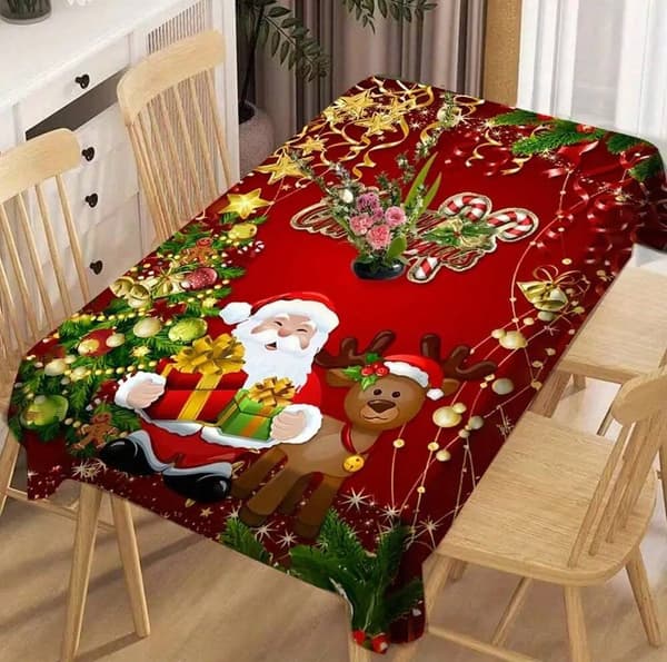 Julduk Vattentät Polyester Rektangulär Röd Dekorativ Jul 85x85cm-9