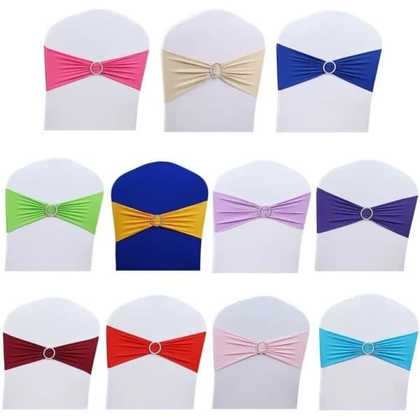 Stolsrosetter, mörkblå, 50-pack, spandex, bröllops- och bankettdekoration (mörkblå)