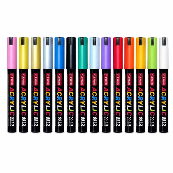 Akrylfärgpennor, 12-pack, Vattentäta, 4 mm spets, för sten, trä, glas, duk
