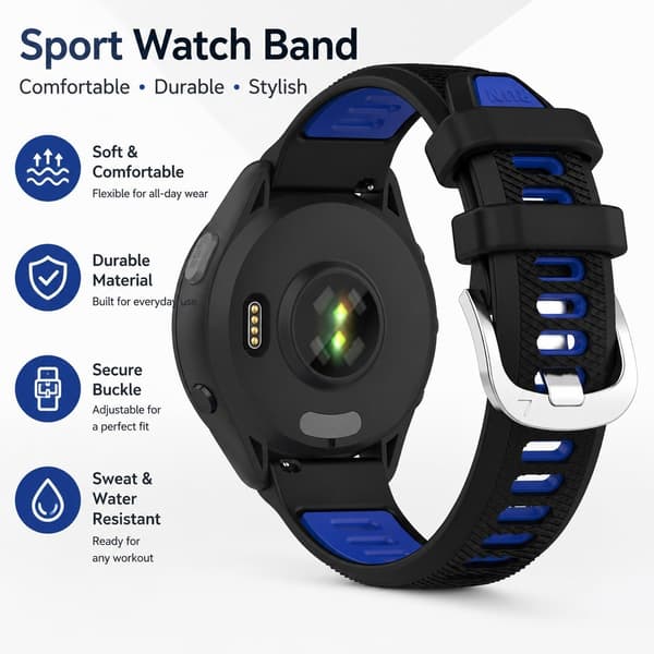 Silikone urrem til Garmin Forerunner 265/255/Venu 2/Vivoactive 4, sort