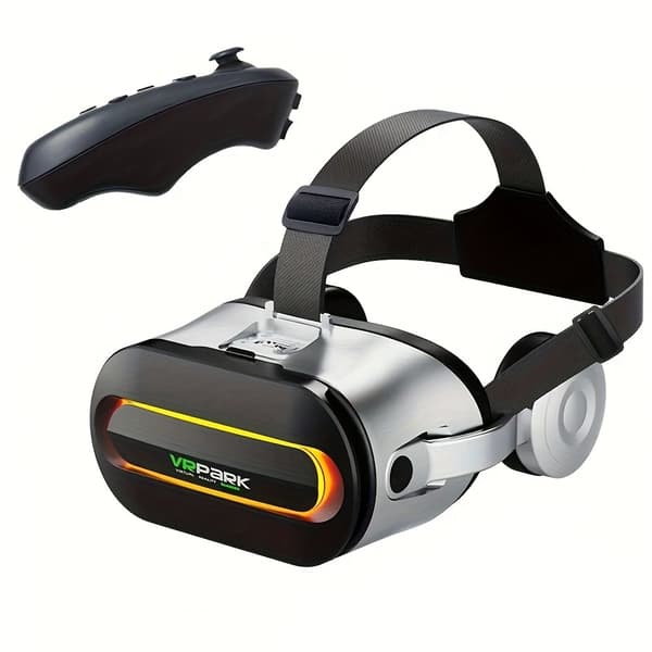 3D VR-headset med HiFi-stereohovedtelefoner, kompatibel med iOS og Android, justerbar