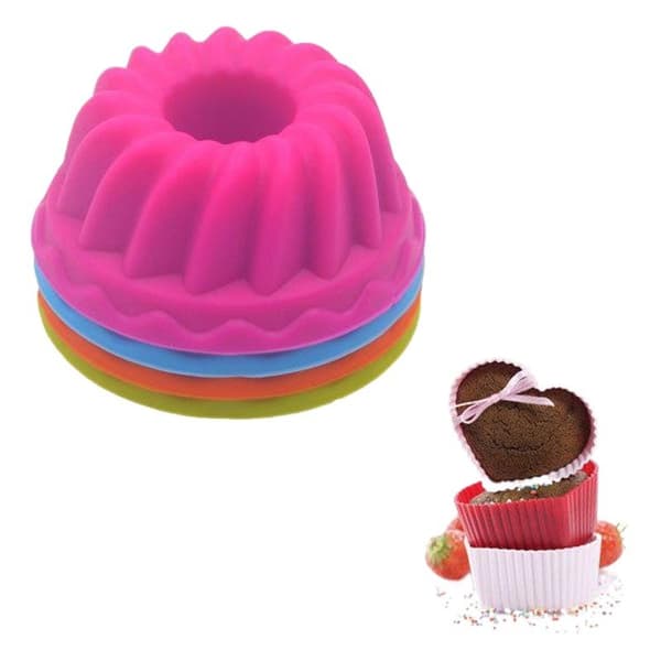 Silikone Græskar Krus Kageform, 12-dele, Mini Chiffon Bagekop, Rund, Ovnfast