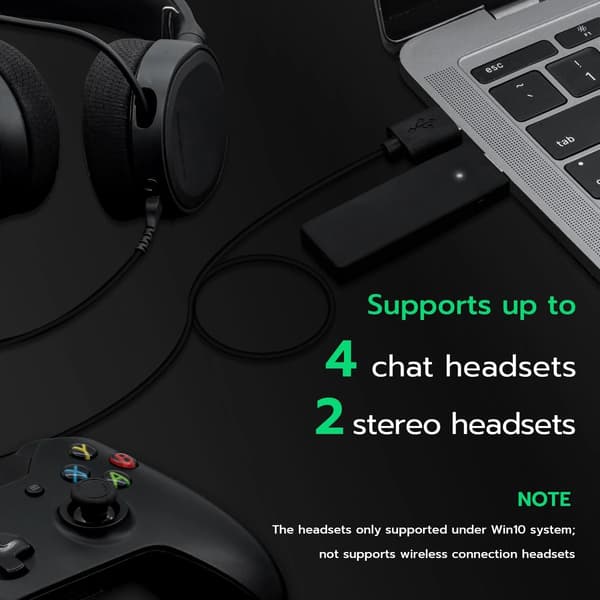 Trådlös ljudadapter för Xbox One-kontroller, USB 2.0/3.0, stödjer Windows 7/8/10/11, Plug and Play