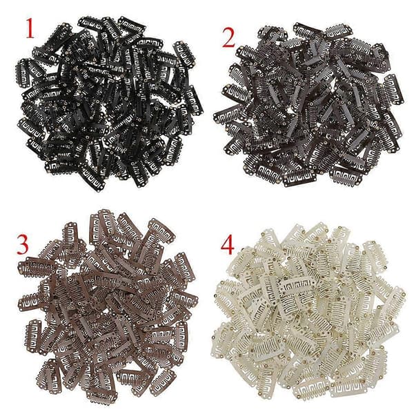 2x 100 kpl / setti metalliklipsiä sulkahiuspidennyksiin - musta