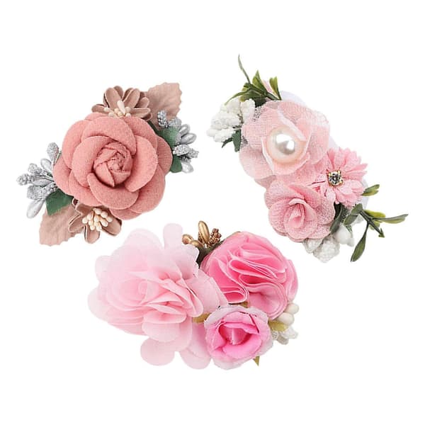2X 3x Baby Jente Sløyfer Blomster Spedbarn Hårnåler Hodeplagg Hårspenner D