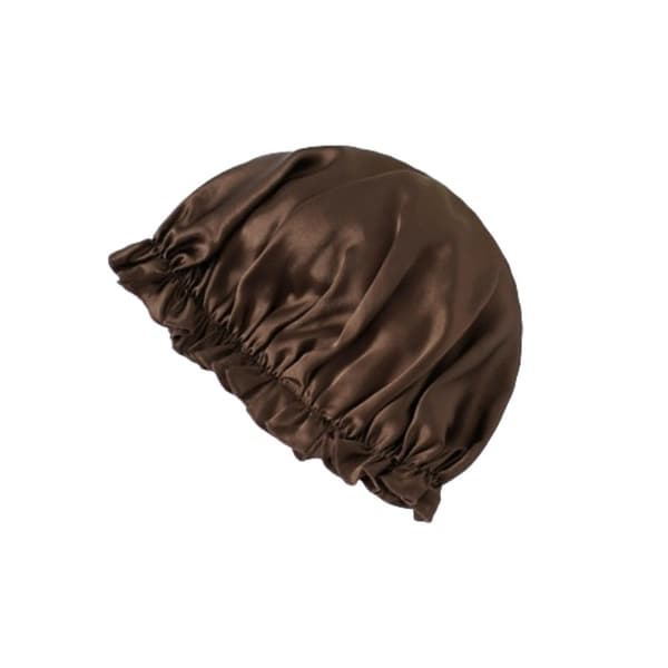 Silke sovehætte, kaffe, L, 100% morbærsilke, blød, hårbeskyttende nathue