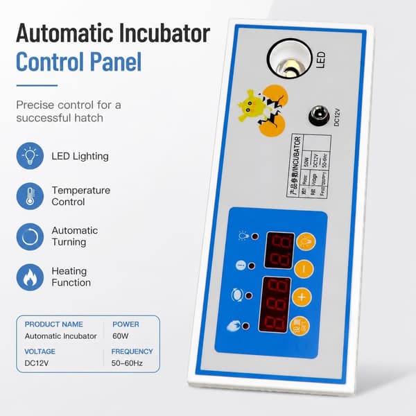 60W 12V Inkubator Termostat, Automatisk Temperaturregulator til Mini Inkubator Tilbehør