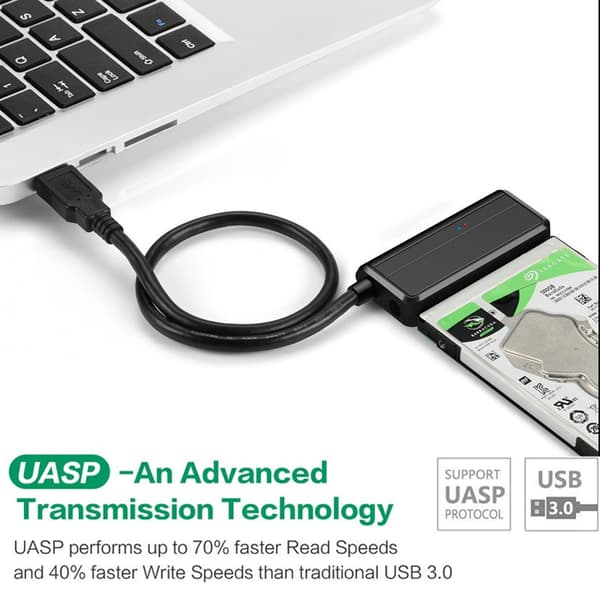 SATA till USB 3.0-adapterkabel för 2,5/3,5 tums SSD HDD, extern hårddiskkonverterare
