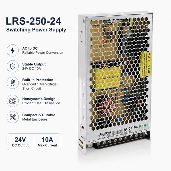 24V strömförsörjningsadapter, 100-240V, för LED-vägglampa, magnetventilssensor