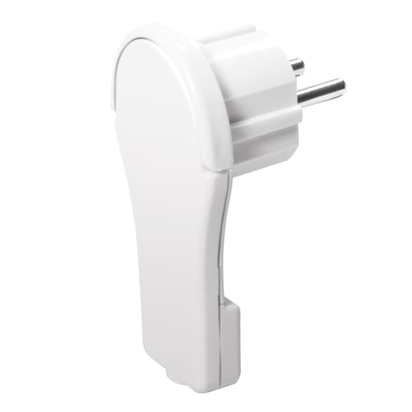 Flat vinklet strømplugg CEE 7/7, 250V 16A, lav profil for møbler, lettgrepshåndtak