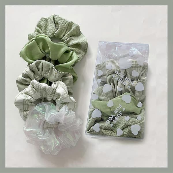 Stora Hår Scrunchies Elastiska Hårband Hästsvanshållare Håraccessoarer för 5PCS Green