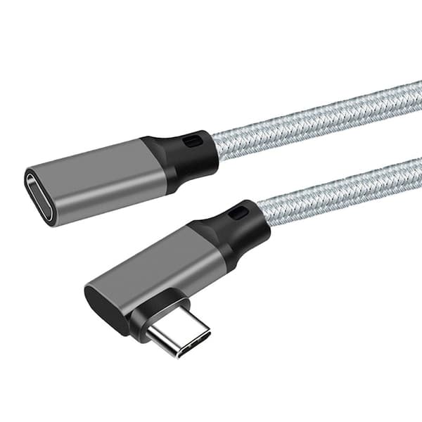 Flettet USB-C forlængerkabel, grå 2m, 10Gbps 4K 100W, dataoverførsel og opladning