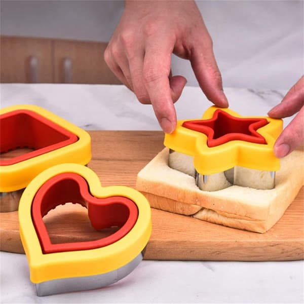 Brødform i rustfritt stål, dinosaurhjerteformet sandwichkutter, toastfruktkutter, rød