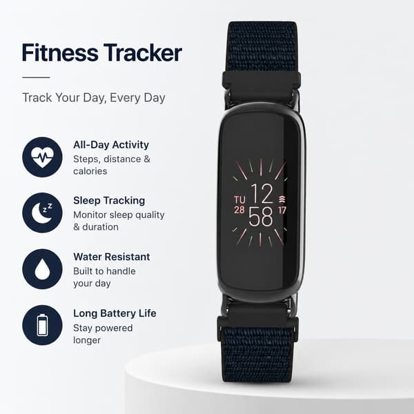 Nylon Loop Sportsbånd kompatibelt med Fitbit Luxe, justerbart, svart