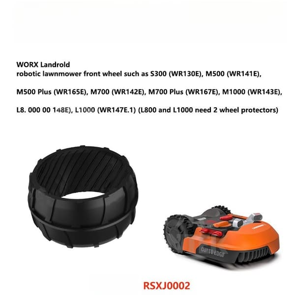 Erstatningshjul til Worx Landroid, 2-pak, sort gummi, holdbart greb