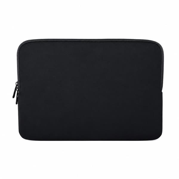 Neopren Laptop Sleeve 15.6\", Slank, Dobbelt Lynlås, Sort