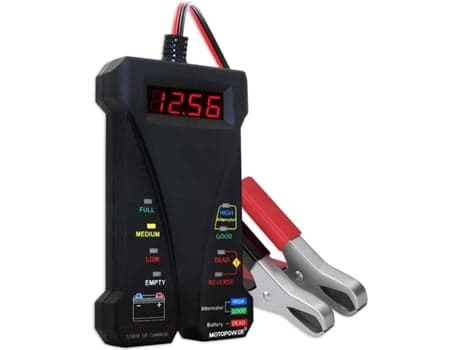 Beijiyi 12V Digital Batteritester, Voltmeter og Generator Opladningssystem Analysator med LCD-display og LED-indikator (Sort)