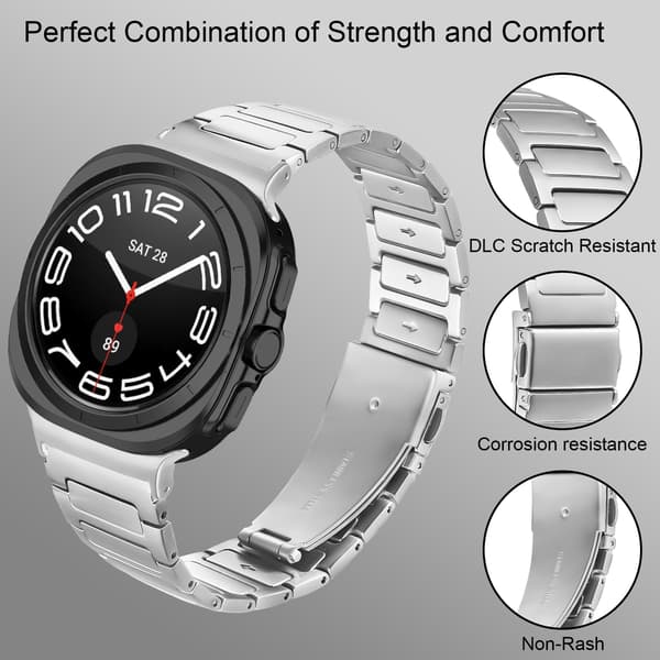 Urrem i rustfrit stål til Samsung Galaxy Watch 7 47MM, sølv, 316L, quick release