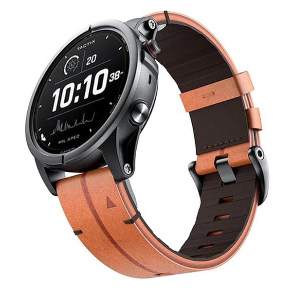 22 mm læderrem med quick release til Garmin Fenix 8/7/6/5/935, brun Brown