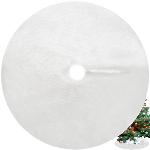Julgransmatta, 90 cm, Rund, Fluffig, Polyester, Golvskydd för Juldekoration