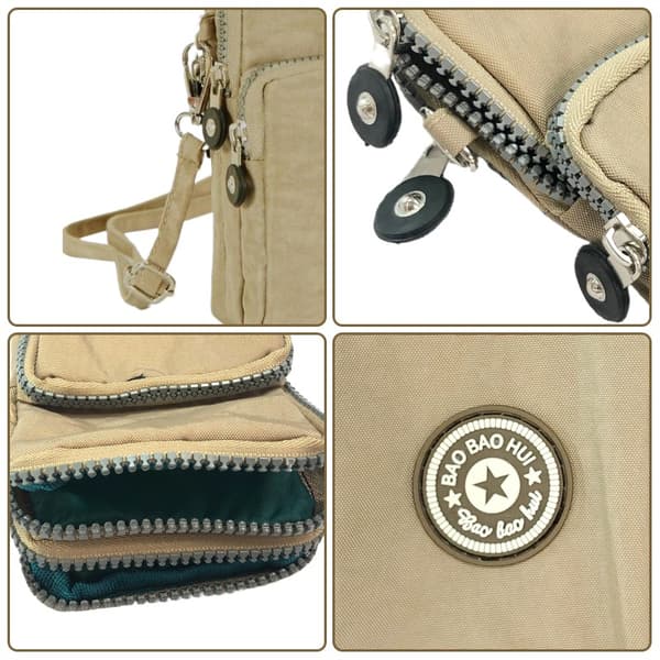 Crossbodyveske Beige, Polyester, Kompakt Skulderveske, 10x18x5 cm