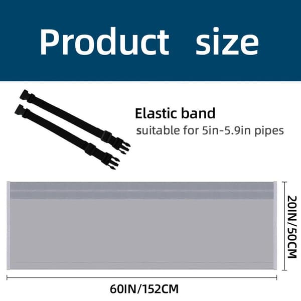 Bærbar AC Slangeisolasjonsdeksel, Grå, 150cm x 53cm, Polyester, for 5 og 5.9in Kanaler