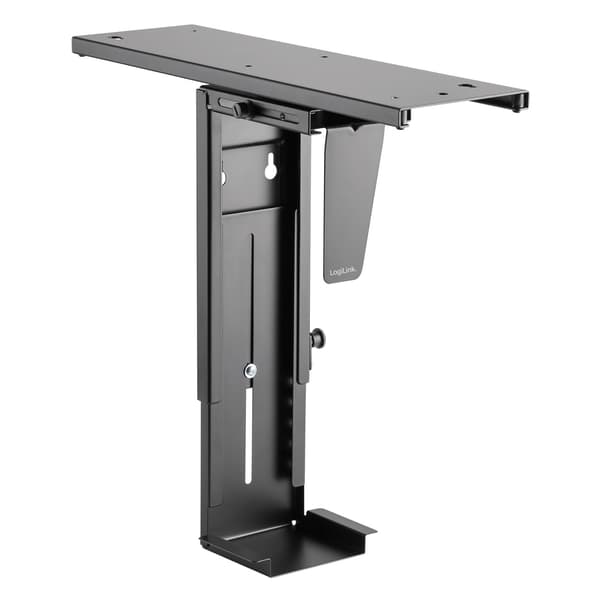 Justerbart PC-feste under skrivebord, roterbart 360°, uttrekkbart, passer til PC-kabinetter opptil 10 kg