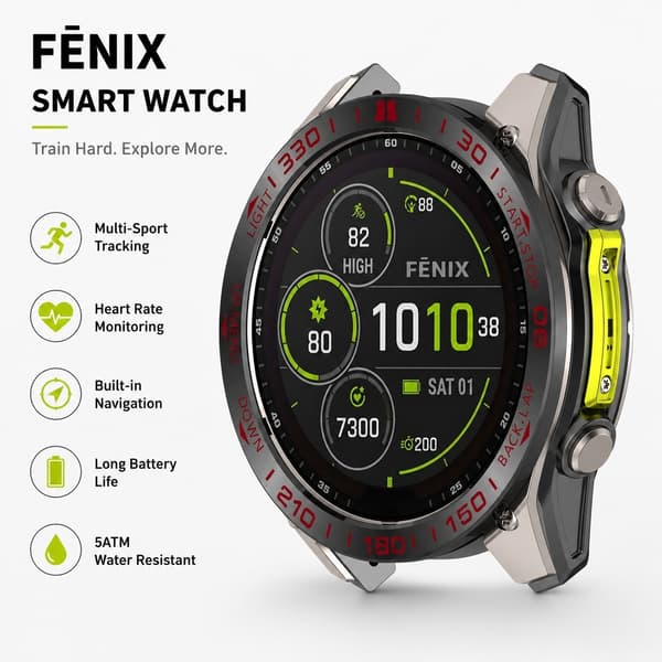 Bezel kompatibel med Garmin Tactix 8 51mm Solar, Sort & Rød Racing Edition, Rustfrit Stål