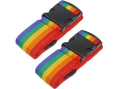 Kraftiga bagageremmar för resväskor, packremmar, justerbara resetillbehörsremmar, 2-pack Rainbow Beijiyi väskrem