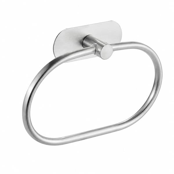 Håndkleholder i rustfritt stål, ovalt stativ uten boring, børstet finish, til baderom