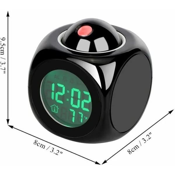 Takmonterad projektionsväckarklocka, 6,5\" LCD, blå display, röd projektion, för sovrum