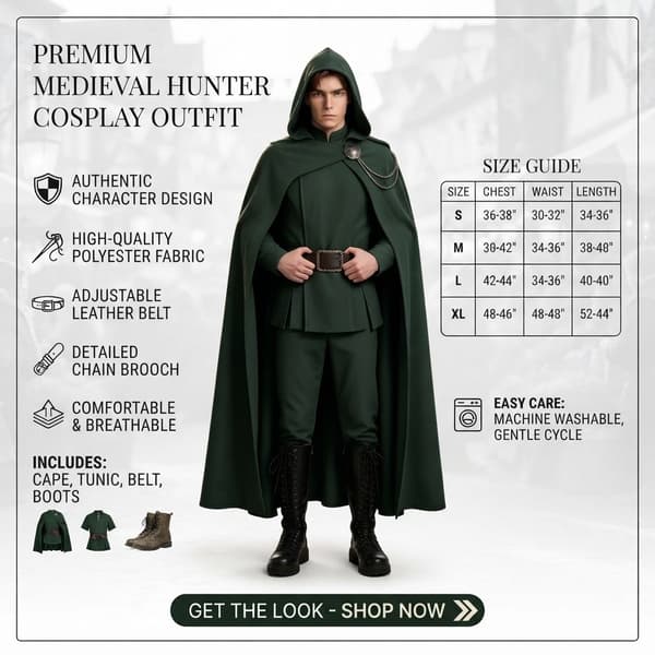 Tohtori Doomin Cosplay-asu, Klassinen Konnan Asu, Halloween-roolipeli, Polyesteri