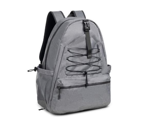 Tennisracketbag med skolomme, grå, rommer 4 racketer, polyester, romslig Grey