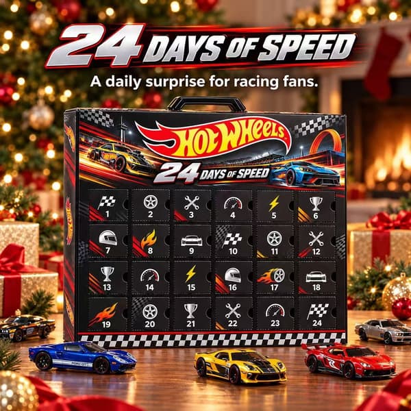 Hot Wheels jule-nedtællingskalender 2026, PVC blind box samlergave