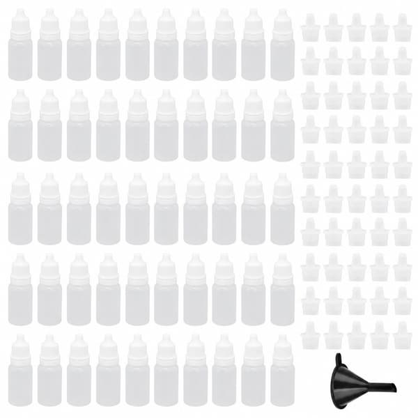 50 st 10 ml tomma ögondroppsflaskor, klämbara plastdroppbehållare med proppar