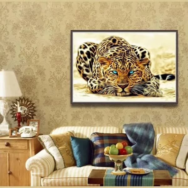 5D Diamantmålningssats, Leopard Korsstygn, 30x40cm, DIY Väggdekor för Vardagsrum Sovrum