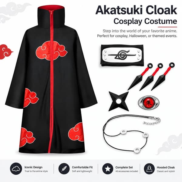 Naruto Akatsuki Kappe Cosplay Kostume Kappe, Anime Halloween Rollespil, Hætte