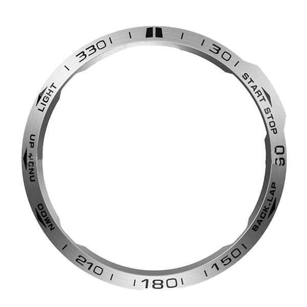 Sølvramme til Garmin Fenix 6X, rustfrit stål, sorte inskriptioner, beskyttende ramme