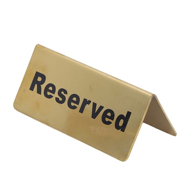 Dobbelt-sidet bordsskilt i guld rustfrit stål, pladsbesparende, til fest, bryllup, hotel, reserveret