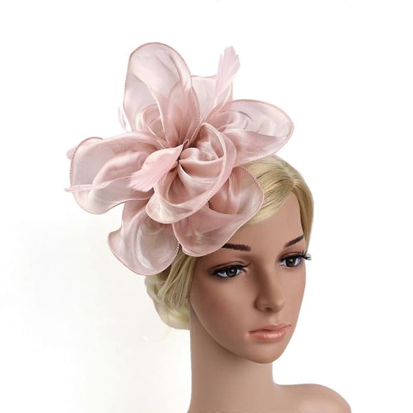 Bryllupsfascinator Hatt Dame Fjær Blomst Hårbånd Kirkete Selskap Hodeplagg E