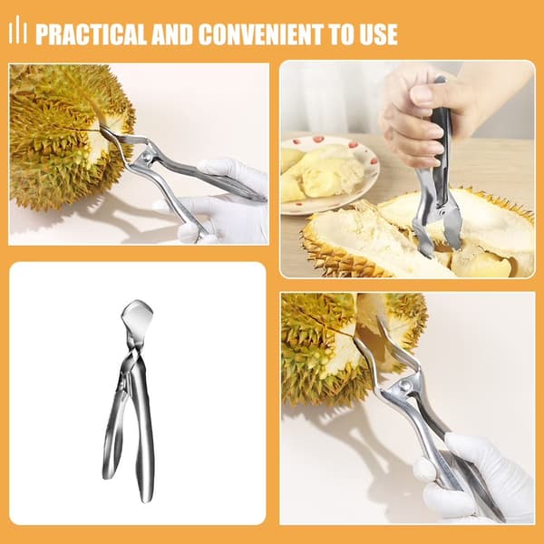 Durian-åbner, frugtseparator-clips i rustfrit stål, sølv, køkkenredskab
