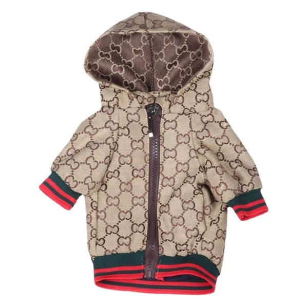Hundjacka med dragkedja, khaki, dubbla lager polyester, vardagsplagg för alla årstider