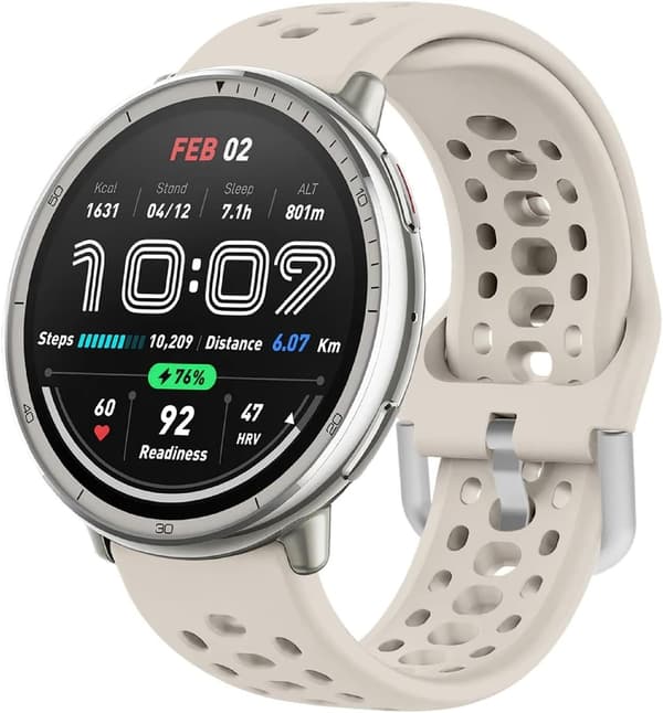 Silikonarmband kompatibelt med Amazfit Active 2, slitstarkt andningsbart, beige