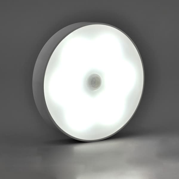 Rund LED-nattlampa, vit varm USB-uppladdningsbar väggmontering för sovrum, barnrum, hall
