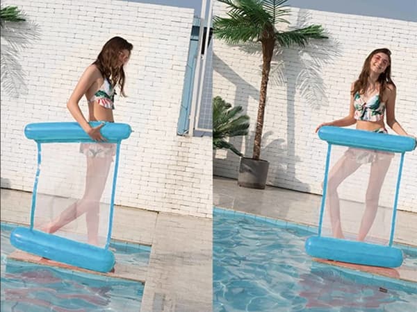 Oppustelig Vandhængekøje Pool Float, PVC Lounger til Voksne, Bærbar Sammenfoldelig