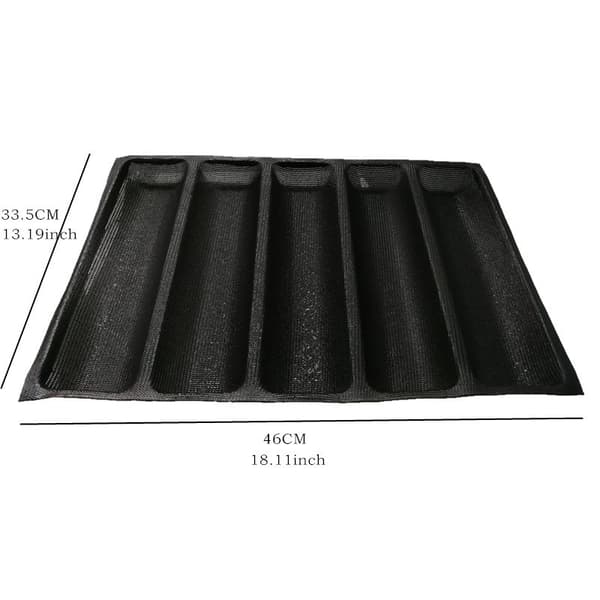 Silikone brød baguette bageform, 5-gitter 12-tommer, åndbar, non-stick, genanvendelig